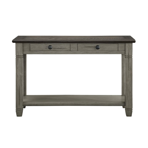 English Elm Cocktail and Sofa Table Set Oak Veneer Tops Farmhouse Living Room Storage Duo B011S04473