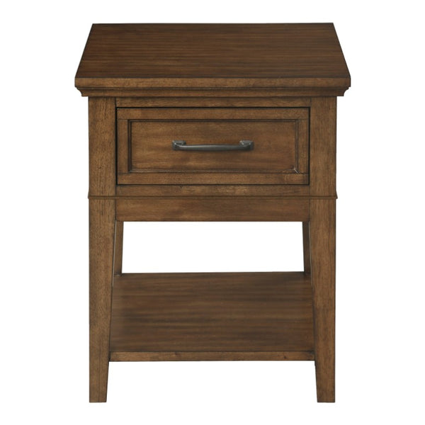 English Elm Cocktail and End Table Set with Walnut Finish Drawers Shelves and Rolling Casters B011S04477