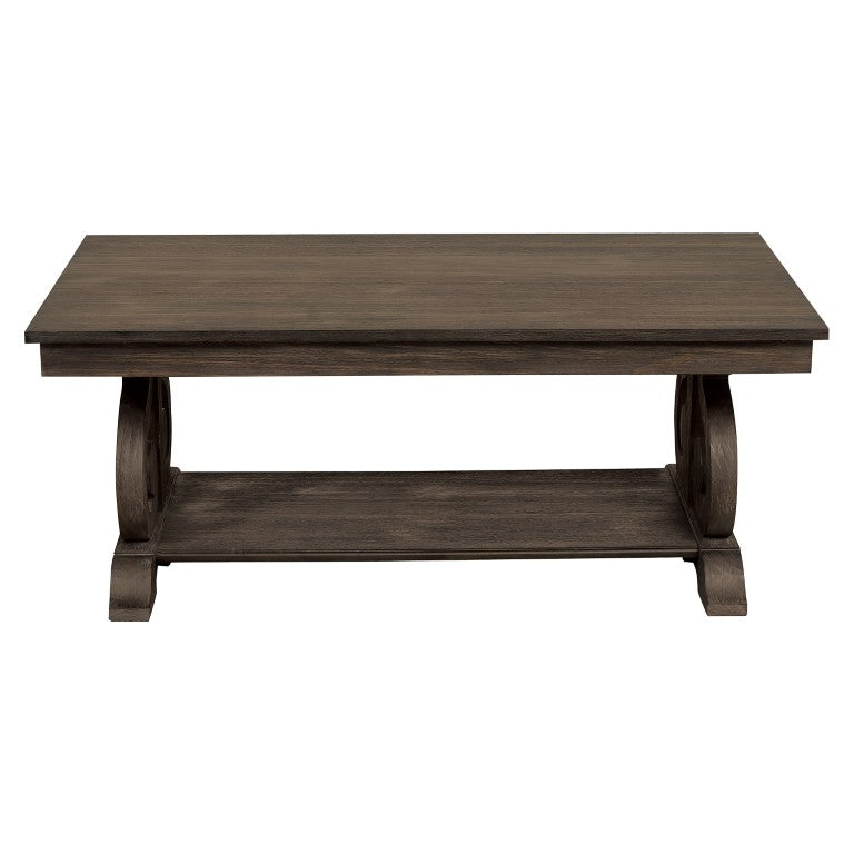 English Elm Cocktail and End Table Set French Provincial Acacia Wood Living Room Accent Duo B011S04482