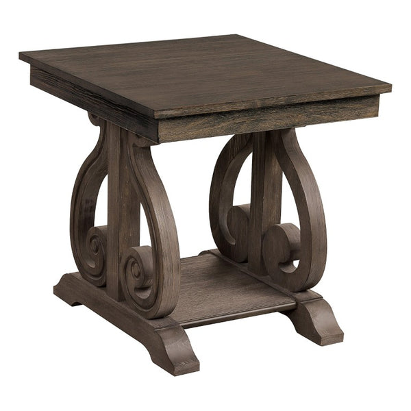 English Elm Cocktail and End Table Set French Provincial Acacia Wood Living Room Accent Duo B011S04482