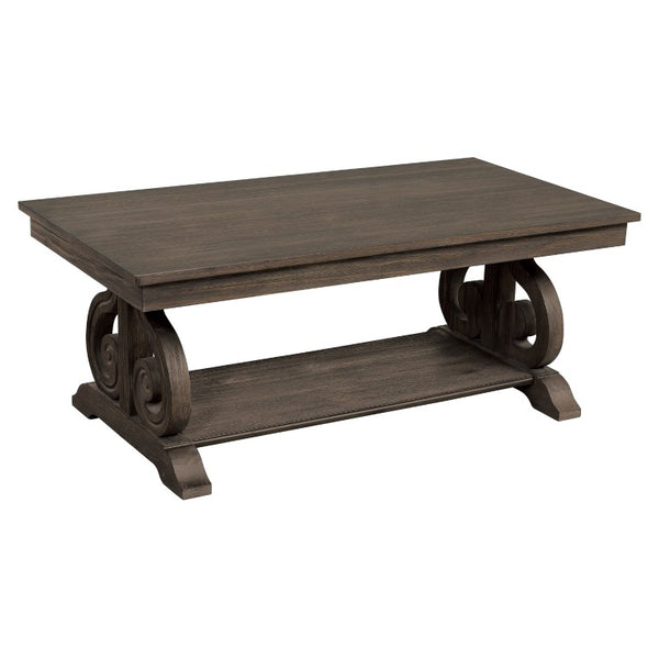 English Elm Cocktail and End Table Set French Provincial Acacia Wood Living Room Accent Duo B011S04482