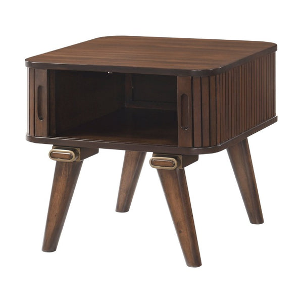 English Elm Cocktail and End Table Set with Tambour Doors Walnut Veneer Mid-Century Living Room B011S04485