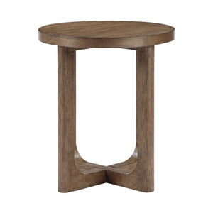 English Elm Cocktail and End Table Set Walnut Veneer X-Base Round Design for Modern Living Rooms B011S04491