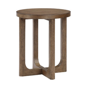 English Elm Cocktail and End Table Set Walnut Veneer X-Base Round Design for Modern Living Rooms B011S04491