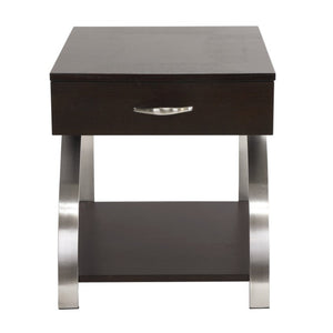 English Elm Cocktail and End Table Set with Lift Top Espresso Veneer Brushed Chrome Base B011S04495