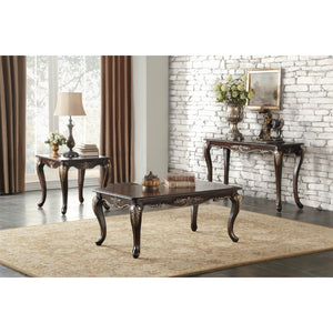 English Elm Cocktail End and Sofa Table Set with Carved Poplar Cabriole Legs in Dark Cherry B011S04504