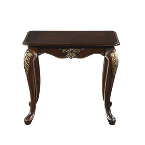 English Elm Cocktail End and Sofa Table Set with Carved Poplar Cabriole Legs in Dark Cherry B011S04504