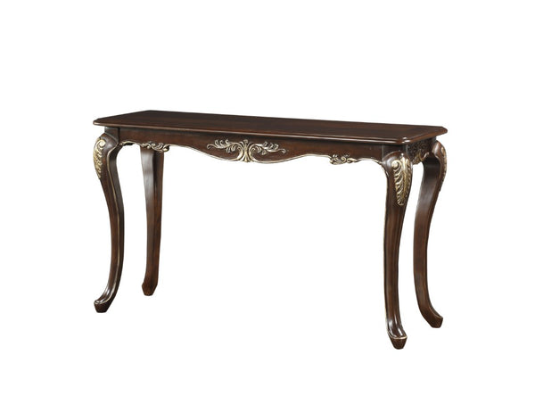 English Elm Cocktail End and Sofa Table Set with Carved Poplar Cabriole Legs in Dark Cherry B011S04504