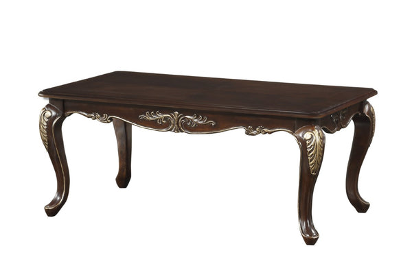 English Elm Cocktail End and Sofa Table Set with Carved Poplar Cabriole Legs in Dark Cherry B011S04504