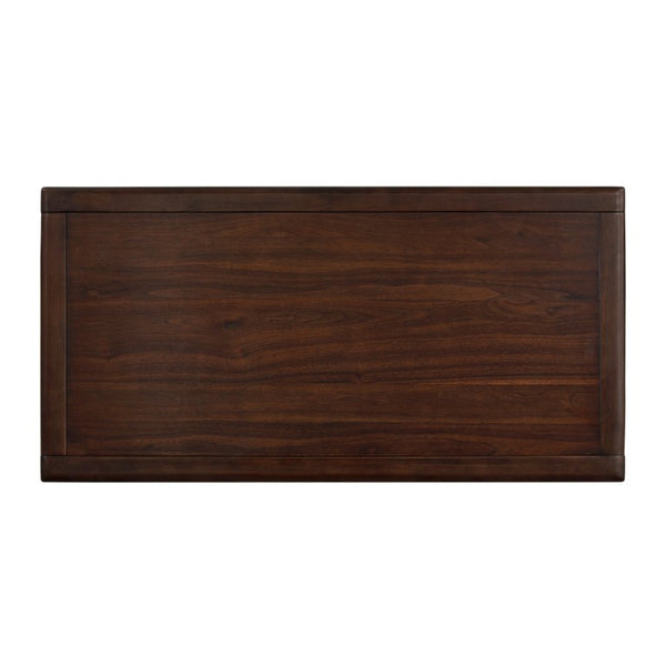 English Elm Cocktail and Sofa Table Set Mid-Century Walnut Veneer with Brass Accents for Living Room B011S04507