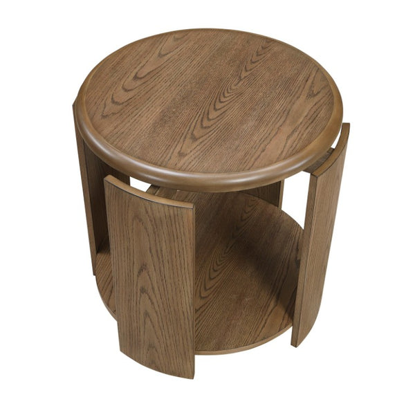 English Elm Cocktail and End Table Set Oak Veneer with Swivel Top and Casters for Living Rooms B011S04510
