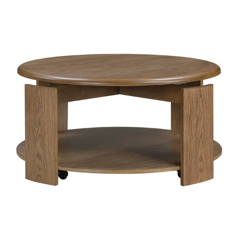 English Elm Cocktail and Sofa Table 2 Piece Set Oak Veneer Swivel Top Living Room Furniture B011S04511