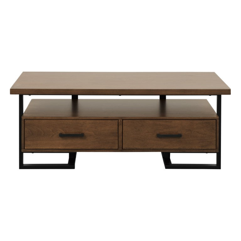 English Elm Cocktail and End Table 3 Piece Set Walnut Veneer with Metal Frame Living Room B011S04515