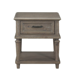English Elm End Table and Sofa Set Acacia Veneer Driftwood Finish with Drawer and Open Shelf B011S04532