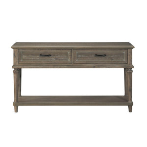 English Elm End Table and Sofa Set Acacia Veneer Driftwood Finish with Drawer and Open Shelf B011S04532