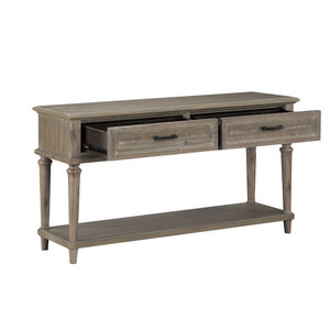 English Elm End Table and Sofa Set Acacia Veneer Driftwood Finish with Drawer and Open Shelf B011S04532