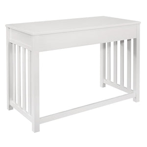 English Elm Desk, Credenza and Corner 3 Piece Home Office Set in Clean White Wood Finish B011S04538