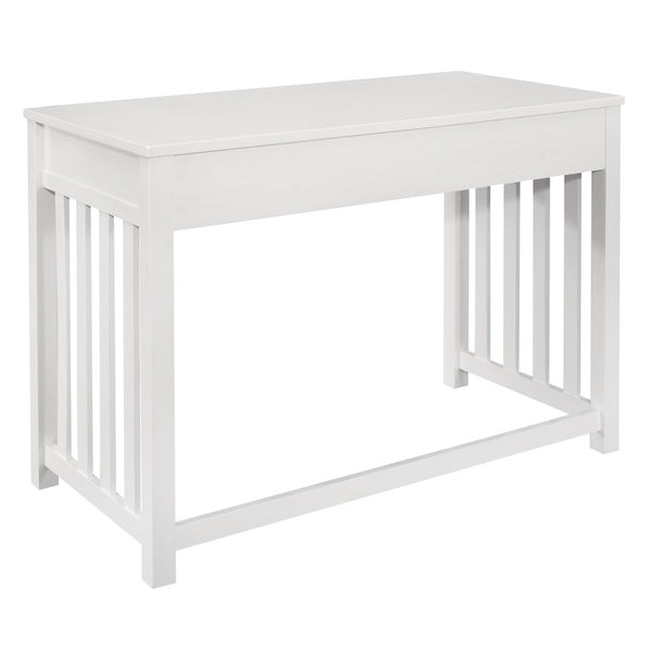 English Elm Desk, Credenza and Corner 3 Piece Home Office Set in Clean White Wood Finish B011S04538