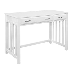 English Elm Desk, Credenza and Corner 3 Piece Home Office Set in Clean White Wood Finish B011S04538