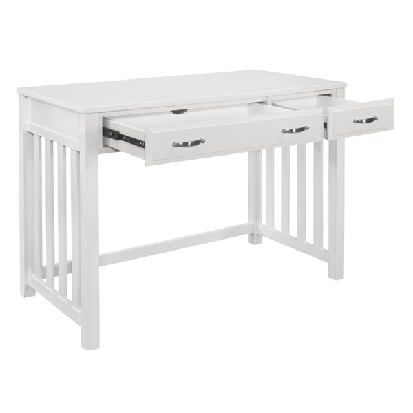English Elm Desk, Credenza and Corner 3 Piece Home Office Set in Clean White Wood Finish B011S04538