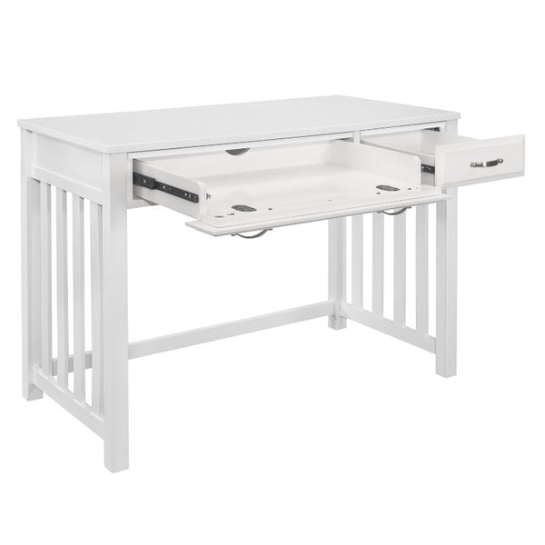 English Elm Desk, Credenza and Corner 3 Piece Home Office Set in Clean White Wood Finish B011S04538