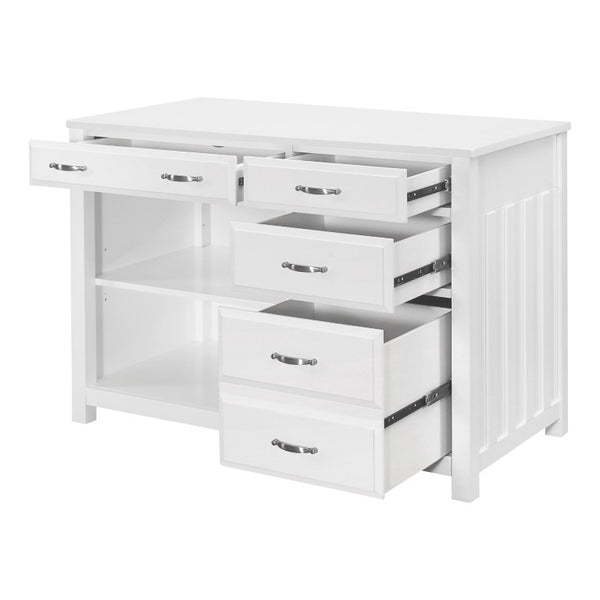 English Elm Desk, Credenza and Corner 3 Piece Home Office Set in Clean White Wood Finish B011S04538