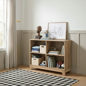 English Elm Hutch, Writing Desk and Bookcase Set Scandinavian Style Home Office Storage Solution B011S04540