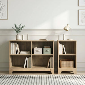 English Elm Hutch, Writing Desk and Bookcase Set Scandinavian Style Home Office Storage Solution B011S04540