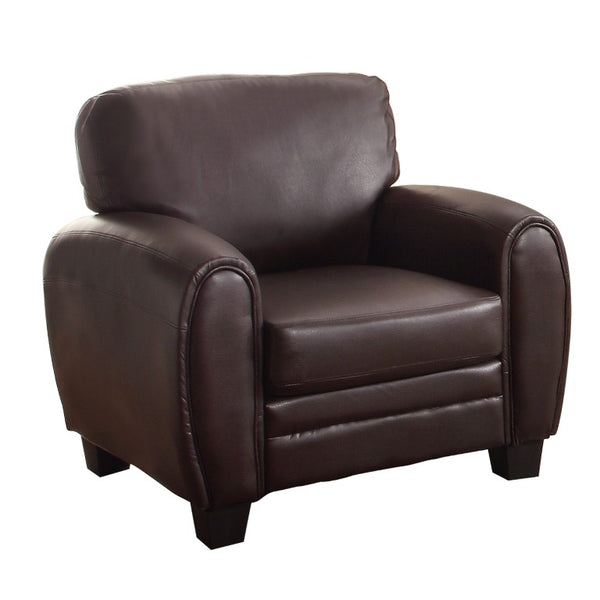 English Elm Modern Faux Leather 3 Piece Living Room Set with Sofa Loveseat and Accent Chair B011S04543