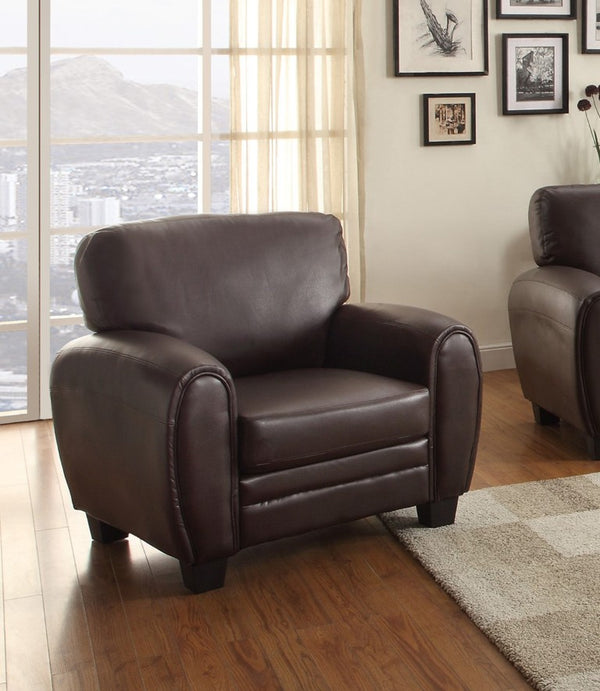 English Elm Modern Faux Leather 3 Piece Living Room Set with Sofa Loveseat and Accent Chair B011S04543
