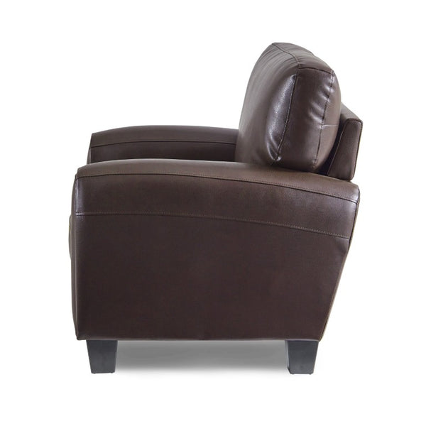 English Elm Modern Retro Two Piece Faux Leather Sofa Set with Solid Wood Frame for Living Rooms Dark Brown B011S04544