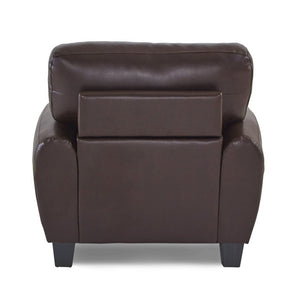 English Elm Modern Retro Two Piece Faux Leather Sofa Set with Solid Wood Frame for Living Rooms Dark Brown B011S04544