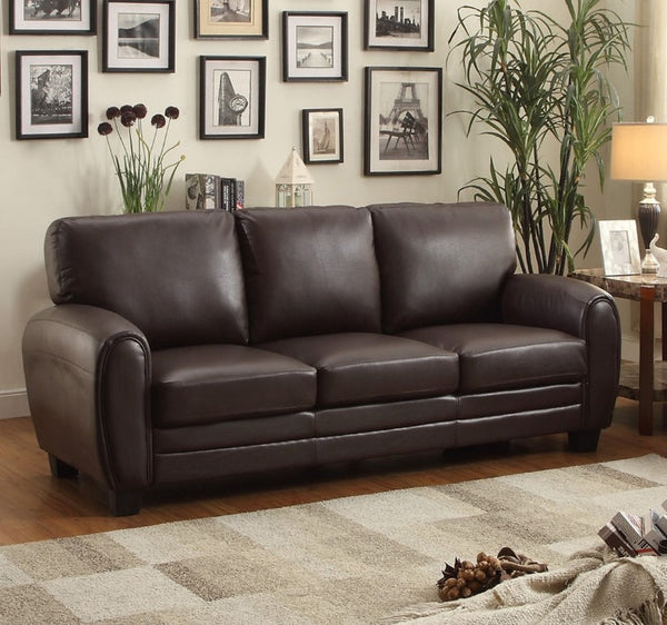 English Elm Modern Retro Two Piece Faux Leather Sofa Set with Solid Wood Frame for Living Rooms Dark Brown B011S04544