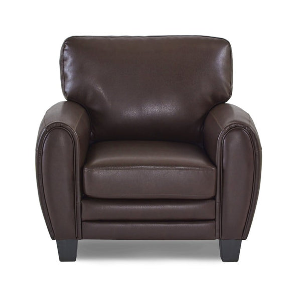 English Elm Modern Retro Two Piece Faux Leather Sofa Set with Solid Wood Frame for Living Rooms Dark Brown B011S04544