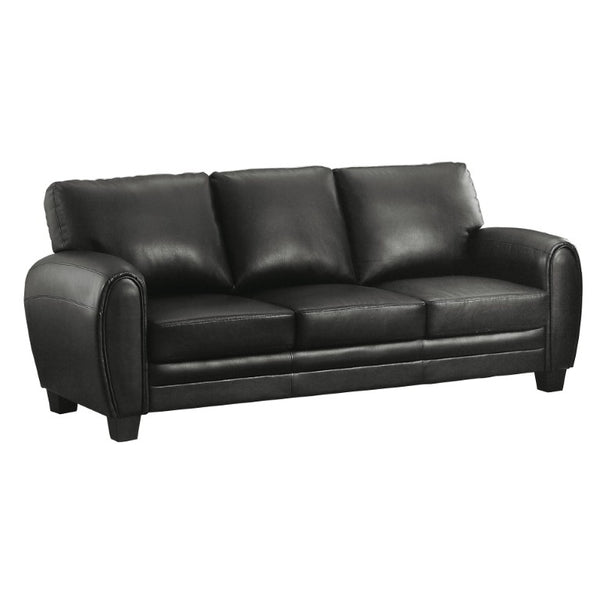 English Elm Modern Retro Two Piece Faux Leather Sofa Set with Solid Wood Frame for Living Rooms Black B011S04545