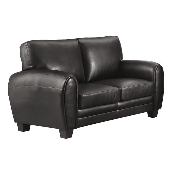 English Elm Modern Retro Two Piece Faux Leather Sofa Set with Solid Wood Frame for Living Rooms Black B011S04545