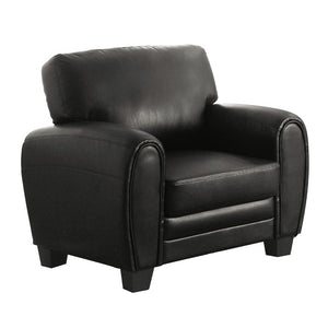 English Elm Modern Three Piece Faux Leather Sofa Set with Foam Seats and Retro Wood Leg Detail B011S04546