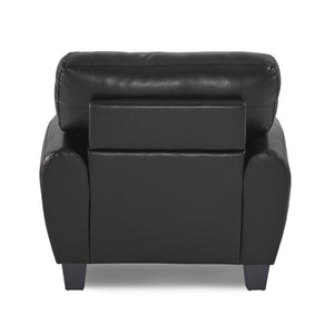English Elm Modern Three Piece Faux Leather Sofa Set with Foam Seats and Retro Wood Leg Detail B011S04546