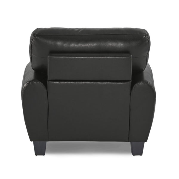 English Elm Modern Three Piece Faux Leather Sofa Set with Foam Seats and Retro Wood Leg Detail B011S04546