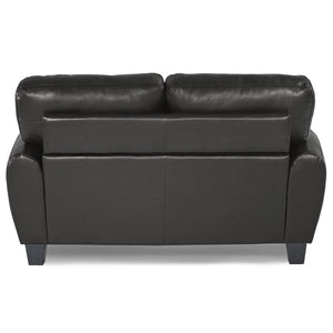 English Elm Modern Three Piece Faux Leather Sofa Set with Foam Seats and Retro Wood Leg Detail B011S04546