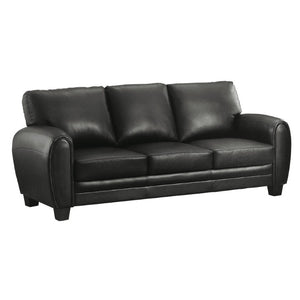 English Elm Modern Three Piece Faux Leather Sofa Set with Foam Seats and Retro Wood Leg Detail B011S04546