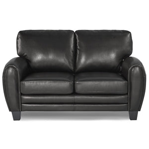 English Elm Modern Three Piece Faux Leather Sofa Set with Foam Seats and Retro Wood Leg Detail B011S04546