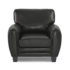 English Elm Modern Three Piece Faux Leather Sofa Set with Foam Seats and Retro Wood Leg Detail B011S04546