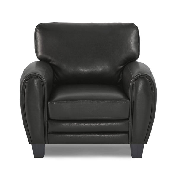 English Elm Modern Three Piece Faux Leather Sofa Set with Foam Seats and Retro Wood Leg Detail B011S04546