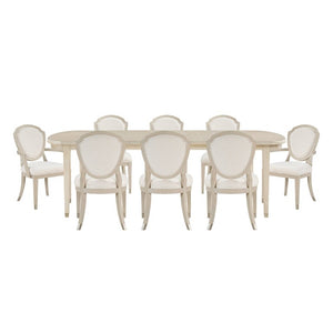 English Elm 9Pc Light Oak Extendable Dining Set Chenille Upholstered Armchairs Modern Room B011S04547