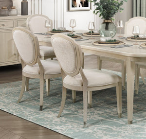 English Elm 9Pc Light Oak Extendable Dining Set Chenille Upholstered Armchairs Modern Room B011S04547