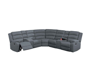 English Elm Manual Reclining Three Piece Sectional with Consoles in Textured Charcoal Fabric B011S04551