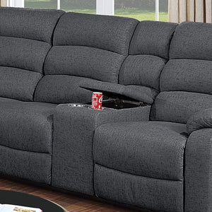 English Elm Manual Reclining Three Piece Sectional with Consoles in Textured Charcoal Fabric B011S04551