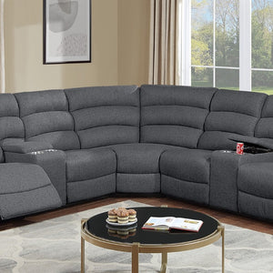 English Elm Manual Reclining Three Piece Sectional with Consoles in Textured Charcoal Fabric B011S04551