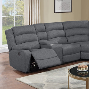 English Elm Manual Reclining Three Piece Sectional with Consoles in Textured Charcoal Fabric B011S04551